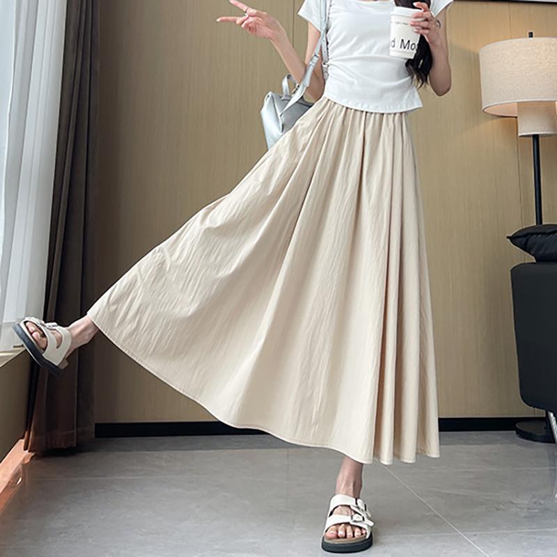 2025 Новая летняя юбка с высокой талией, женская юбка-зонтик А-силуэта, длинная плиссированная юбка, абрикосовая юбка Yamamoto