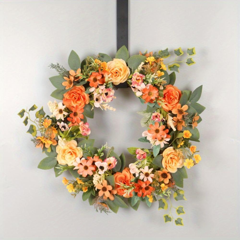 1 шт. искусственный венок из пионов 40 см, цветочный венок на дверь с зелеными листьями, весенний венок для входной двери, свадебного украшения на стену дома