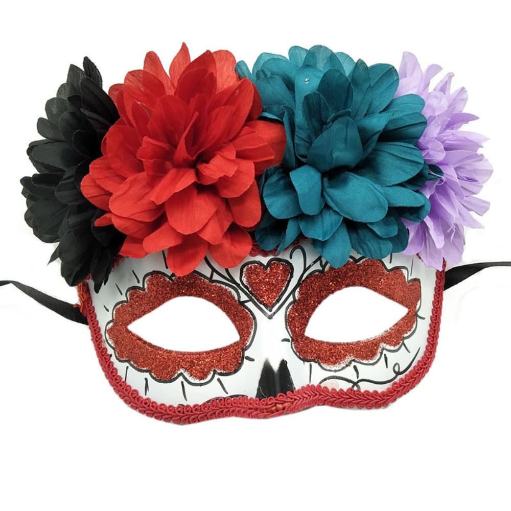 Fashion Halloween Mask Flowers Flower Wearing Ghost Mask Mexican Day of The Dead Mask Girls Lady