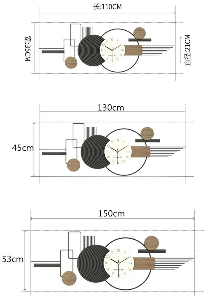 Металлические настенные часы большого размера с коваными элементами, предметы интерьера для гостиной, ресторана, фоновое украшение, современные настенные часы с черными полосами