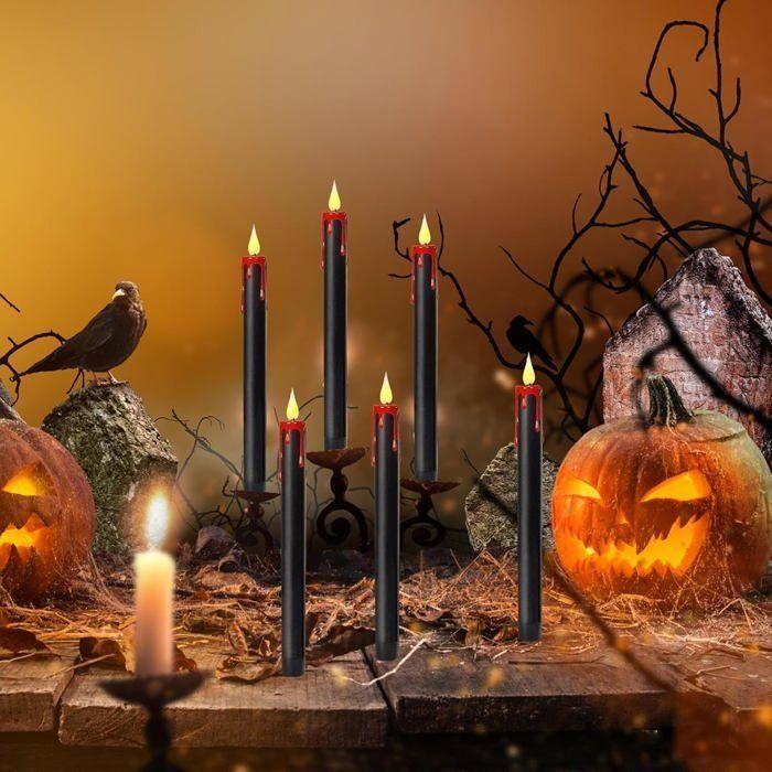 Bougies LED d'Halloween - AIMOONSA - Bougie LED d'Halloween - À piles - Luminosité réglable - Commande tactile