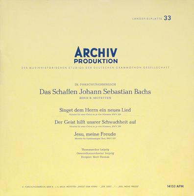 LP Запись ИОГАНН СЕБАСТЬЯН БАХ THOMANERCHOR Пойте Господу новую песнь D 14133APM ARCHIV PRODUKT 1961 Германия Классика Б/У