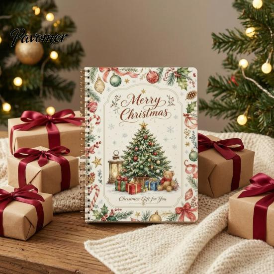 Christmas Gift Card Holder Book, DIY Spiral-Bound Merry College Survival Decorative Home Holiday Decor Kit, 10-Page Greeting Book for Students