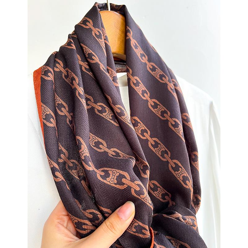 Korean Geometric Fashion Versatile Small Streamer Scarf High-end Professional Scarf Neck Protection Fashionable Versatile Warmth Thin Style