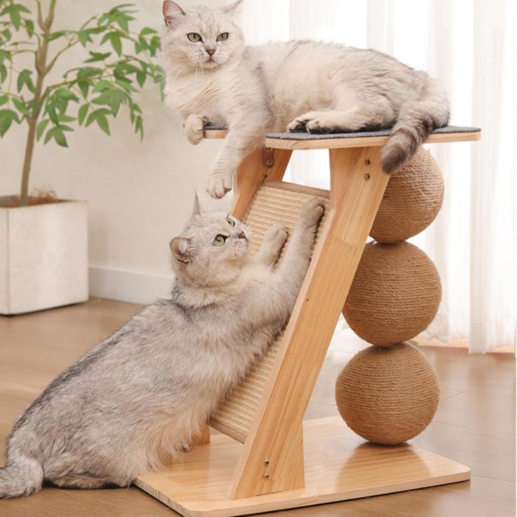 Кошачий игровой комплекс Долговечное дерево с игровыми шариками Безопасно для кошек