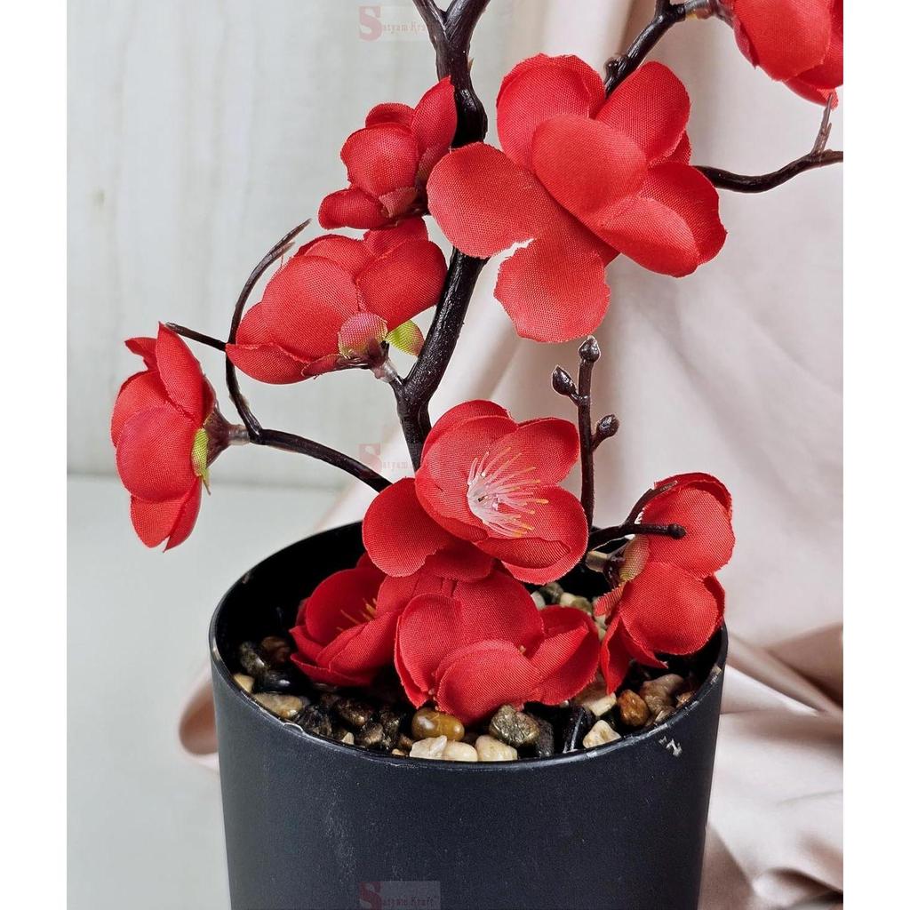 1 шт. Искусственное дерево бонсай с цветущей вишней в деревянном горшке для домашнего декора, гостиной,