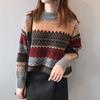 Autumn Winter Women's Plus Size Sweater Retro Lazy Style Hong Kong Style Loose Crew Neck Outer Wear Knit Top