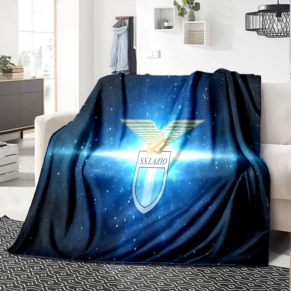 Lazio Football Club Emblem Flannel Blanket, Soft Polyester, Modern Design, All-Season for Camping, Travel, Gifts for holidays or birthdays