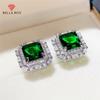 Elegant Square Green CZ Stud Earrings For Women Brilliant Wedding Engagement Accessories Anniversary Gift Fashion Jewelry