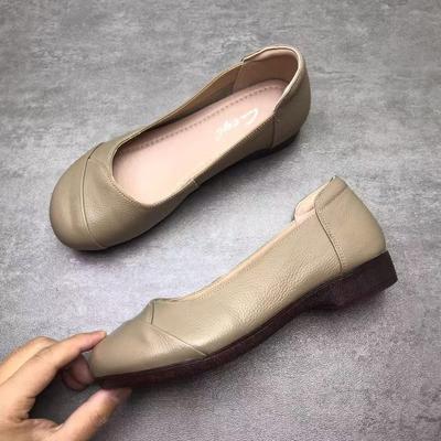 Пустынные ветры мягкая кожа говяжья жила мягкая подошва одинарная обувь женская осенняя на плоской подошве удобные туфли из кожи с мелким вырезом популярный плоский каблук мо