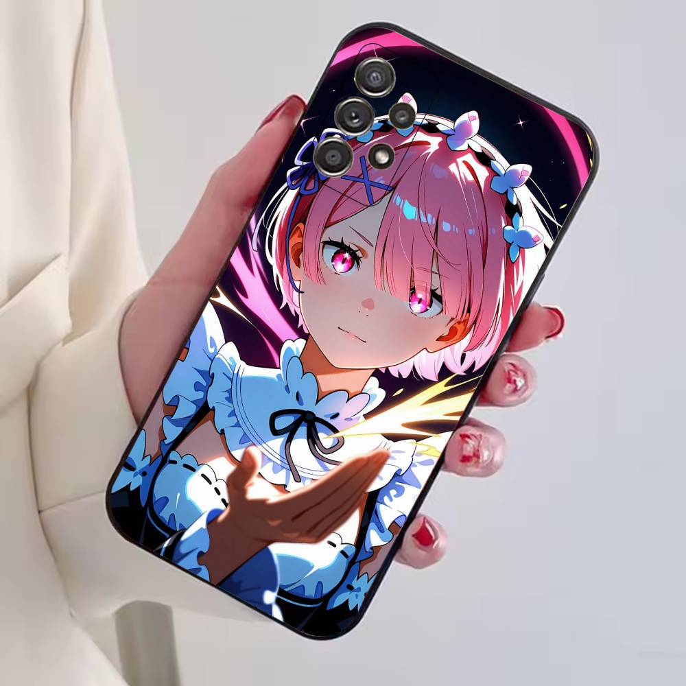 Чехол для телефона с аниме-девушкой Re Zero R-Ram для Samsung S25,S24,S21,S22,S23,S30,Ultra,S20,Plus,Fe, Мягкий силиконовый черный чехол