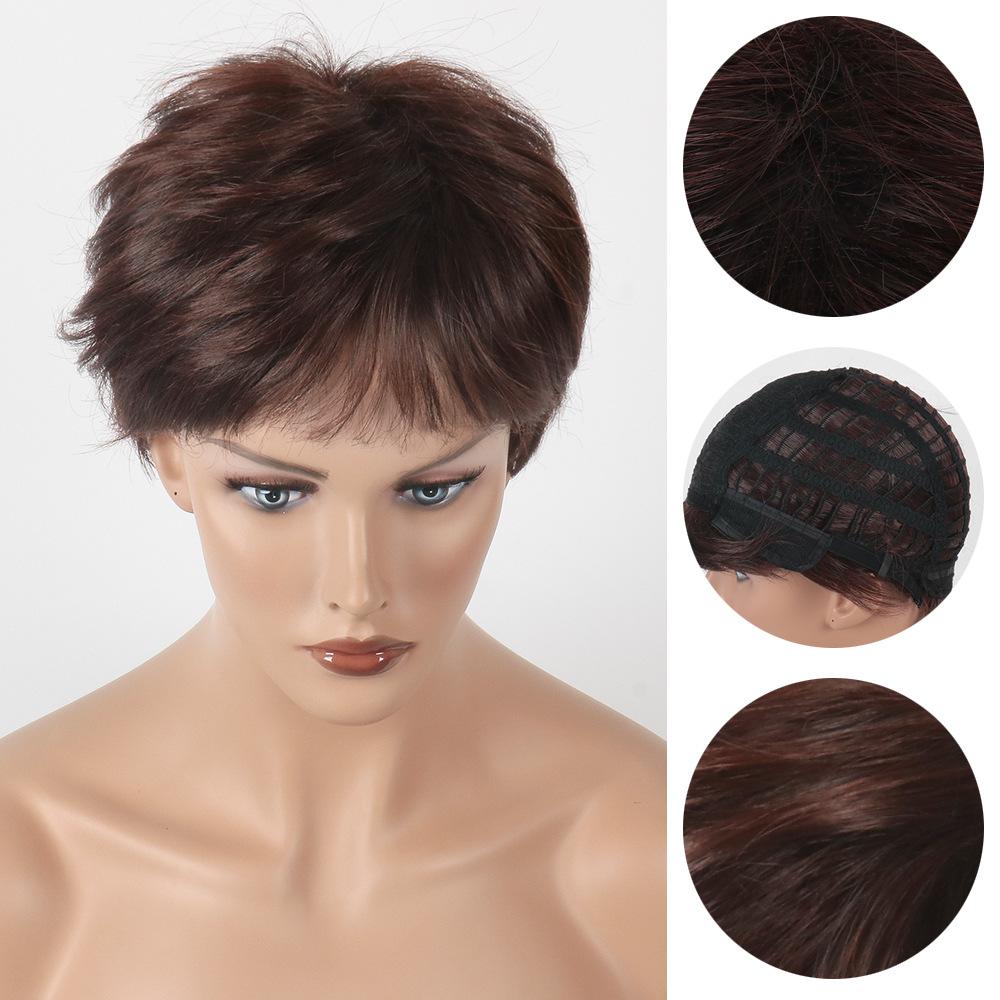 Европейские и американские парики женские короткие волосы, ржаво-коричневые белые женские повседневные парики из химического волокна