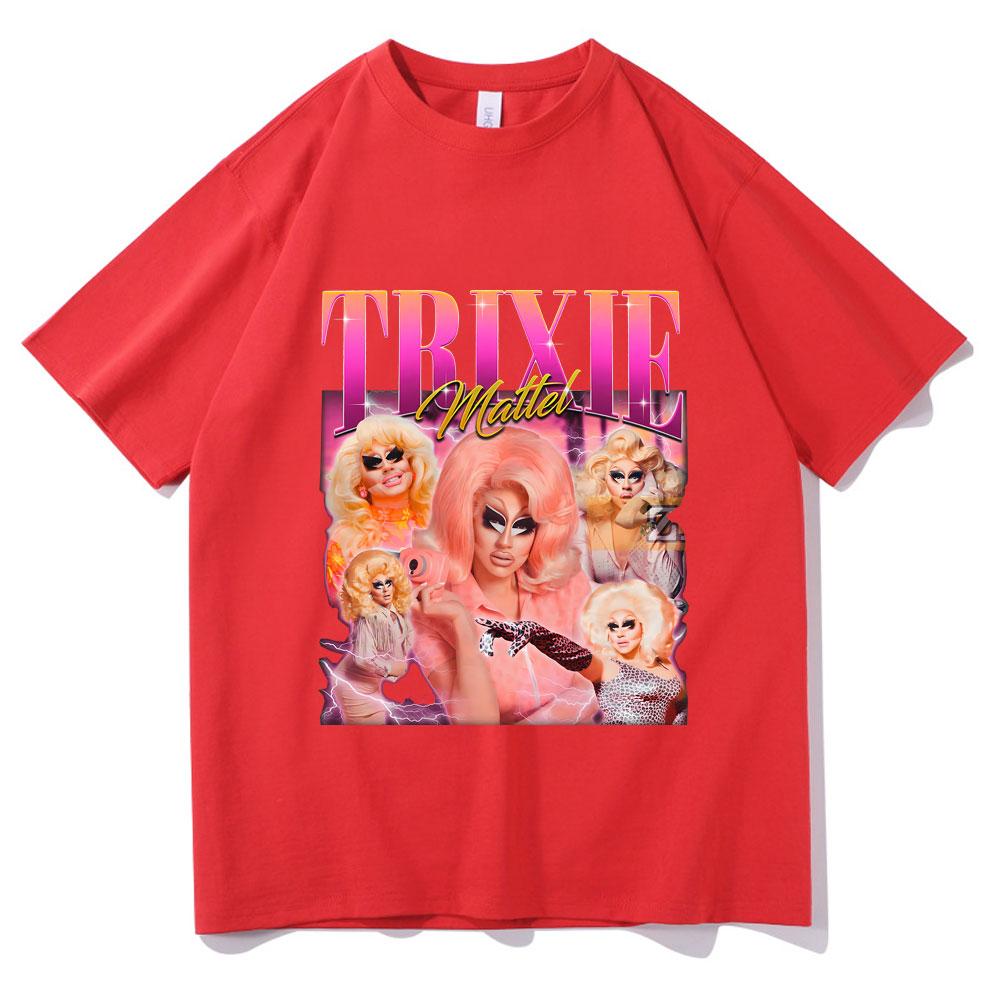 Ограниченный выпуск Trixie Mattel Винтажная футболка Летняя Мужская Мода Повседневные футболки Унисекс Женские Мягкий хлопок Оверсайз С круглым вырезом Короткий рукав
