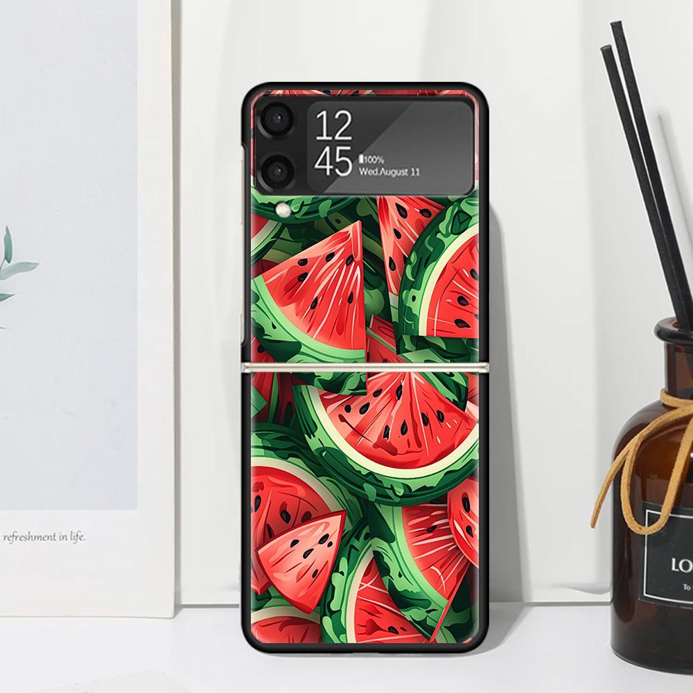 Арбуз Летний Фрукт Чехол для Телефона для Samsung Galaxy Z Flip 7 6 5 4 3 5G Flip3 Flip4 Flip5 ZFlip6 ZFlip7 Черный Fundas Gal