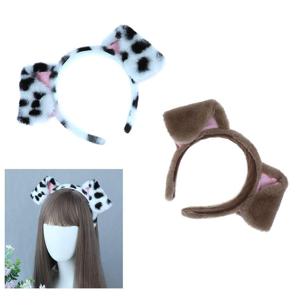 Plush Dog Ears Headband Cosplay Hair Hoop Cute Lolita Hairband Women Girls