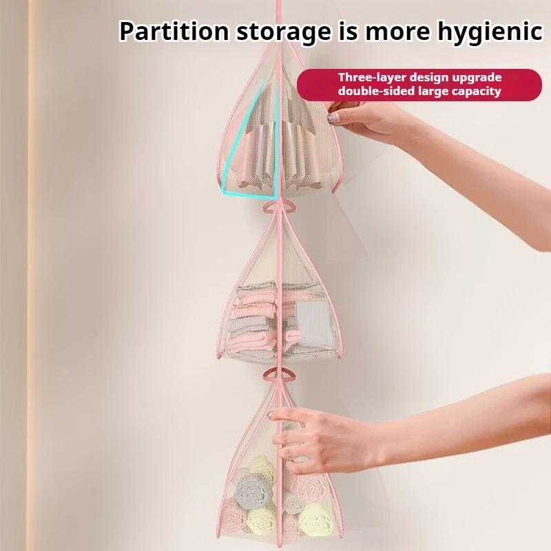 Underwear Hanging Storage Bag Household Socks Storage Net Wardrobe Hanging Hook Net Bag Portable Clothing Storage Mesh Bag