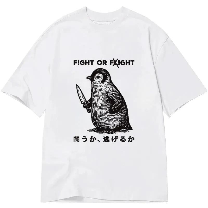 FIGHT OR FLIGHT Печатная хлопковая футболка с мемом для мужчин и женщин Модная удобная рубашка с коротким рукавом ВеснаЛето Новая коллекция