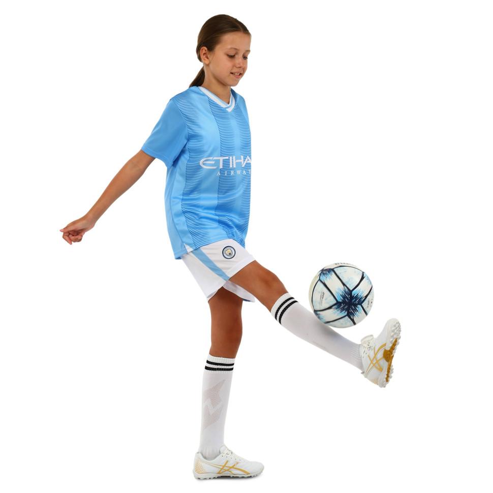 Kid's soccer football uniform jersey and shorts Manchester City CO-7184
