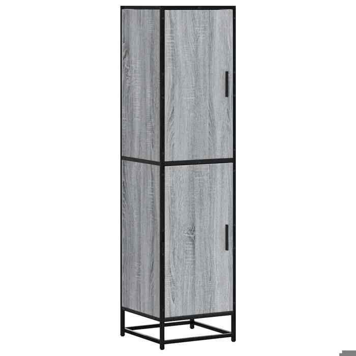 VidaXL Buffet haut sonoma gris 35,5x35x139 cm bois d'ingénierie métal, armoire latérale, armoire de rangement haute, vitrine 849057