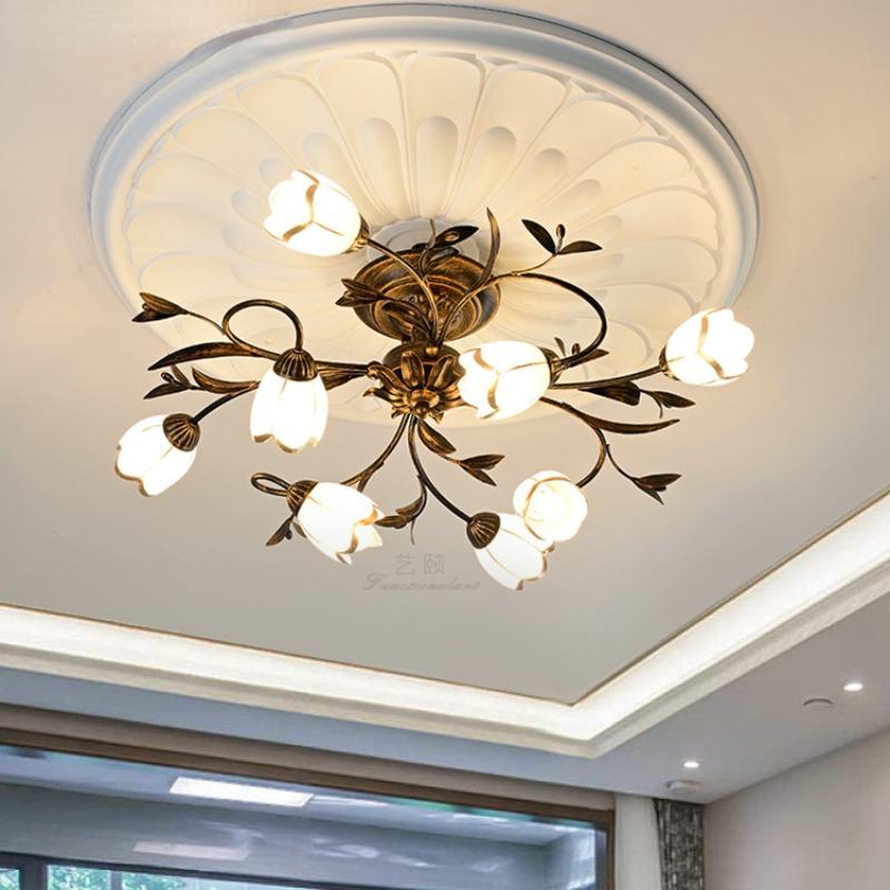 Потолочный светильник в деревенском стиле с железным цветком и травой для гостиной, спальни, столовой, светильника