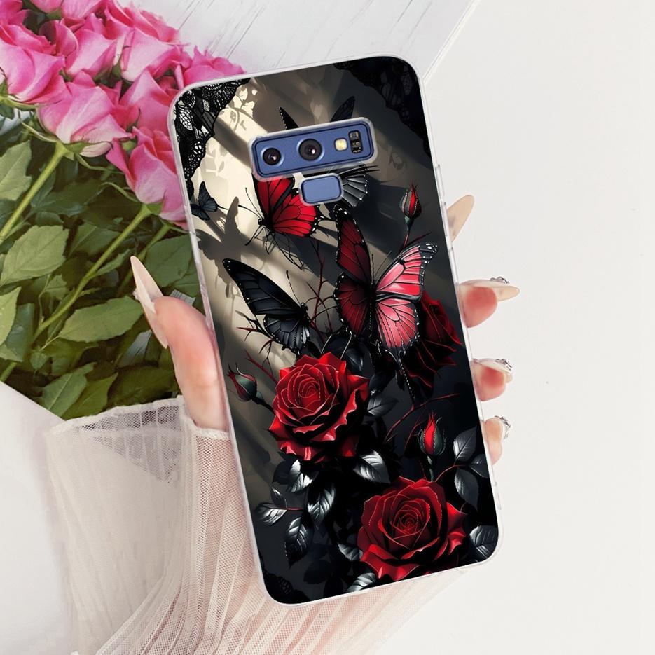For Samsung Galaxy Note 9 Case SM-N960F Luxury Flower Butterfly Painted Cover Soft Slim Phone Case For Samsung Note 9 Note9 Bags