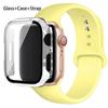 Стекло+корпус+ремешок для Apple Watch band 44 мм 45 мм 42 мм 41 мм 40 мм 38 мм Силиконовый ремешок для часов браслет iWatch series 8 9 7 6 5 4 3 SE
