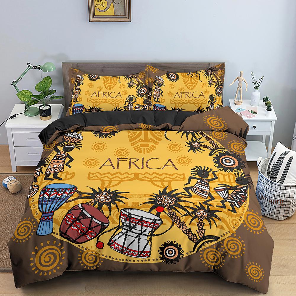 Egyptian Bedding Set Ancient Egypt Civilization Duvet Cover Characters Bedclothes 2/3PCS African Tribe Quilt Cover
