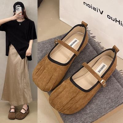 Осенние женские туфли на плоской подошве, модные, с круглым носком, с короткими застежками, красные балетки, мягкие туфли на плоской подошве, новые женские