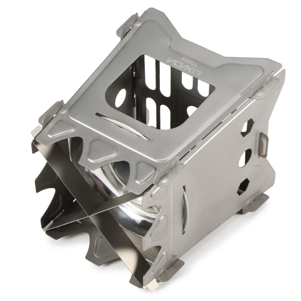 Lixada Camping Titanium Wood Stove Ultralight Folding Camp Stove with Alcohol Tray Portable Outdoor