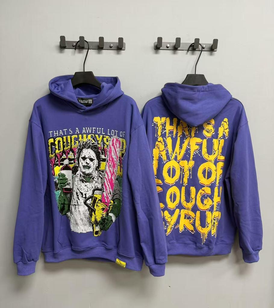 Модный американский стиль, свободная толстовка с длинным рукавом для мужчин и женщин - Высокая плотность, дизайн "Сироп от кашля"