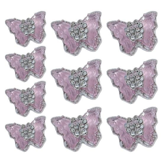 10 шт., ювелирные изделия для ногтей с бабочками, двухслойные сверкающие стразы, привлекательные украшения для дизайна ногтей, женские аксессуары
