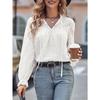 Spring and Autumn Women's Blouse Solid Color Slim V-Neck Flutter Long Sleeve Top