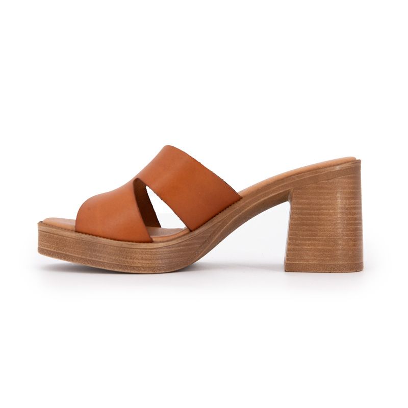 Женские кожаные мюли на каблуке коричневого цвета CARLA TORTOSA