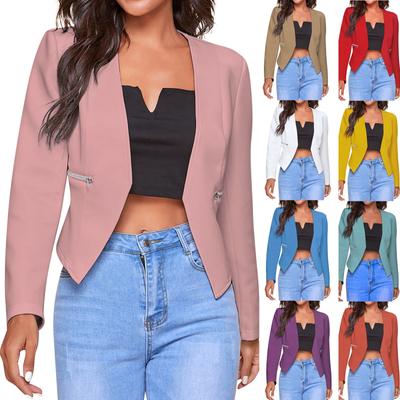 Женская повседневная однотонная куртка-кардиган без пуговиц с зауженной талией и застежкой-молнией C