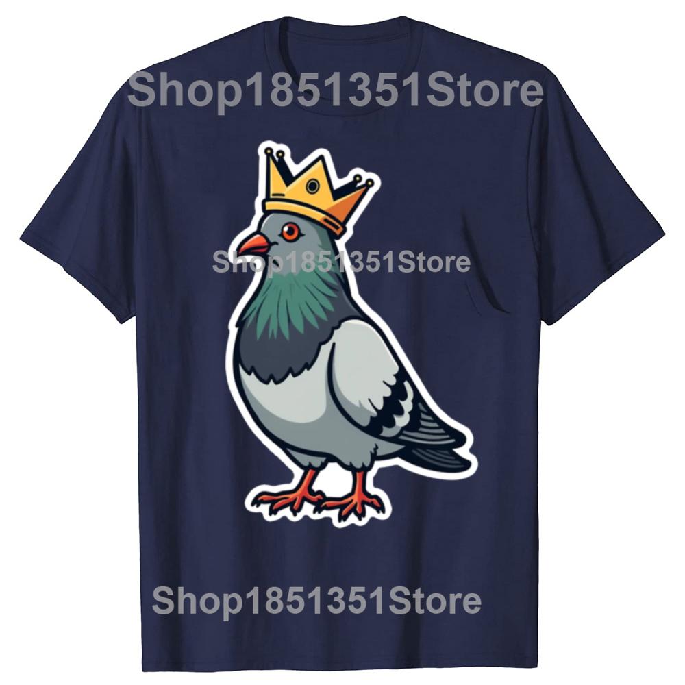 Funny Pigeon King Birds Graphic Tshirts Men Womens Fashion Casual Tshirt 100 Cotton Loose Oversized T Shirt