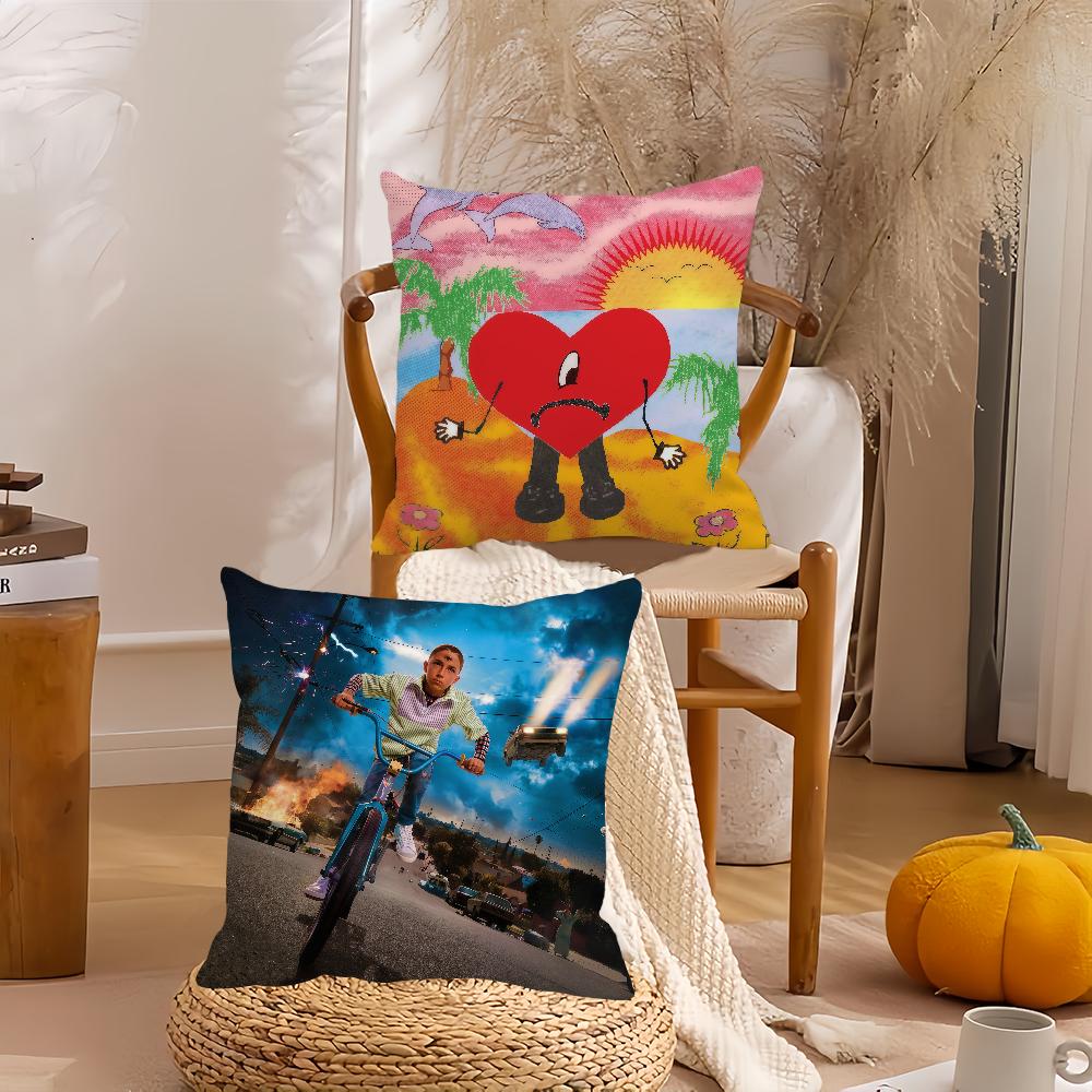 Singer B-Bad B-Bunny Pillow Case Suitable For Bedrooms Living Rooms Cars Home Decoration