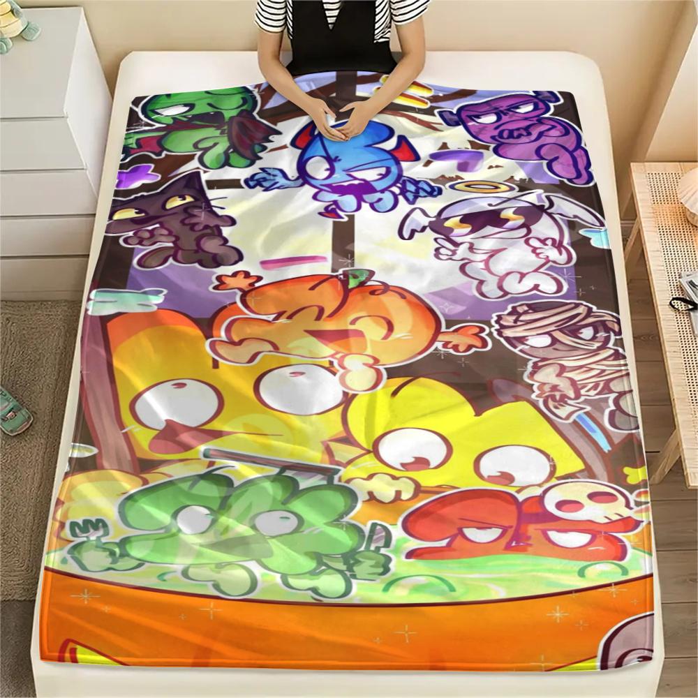 1PC BFDI Print Flannel Blanket, High quality Comfortable for All Seasons, Home Decor, Warmth and Comfort, Perfect for Christmas Gifts