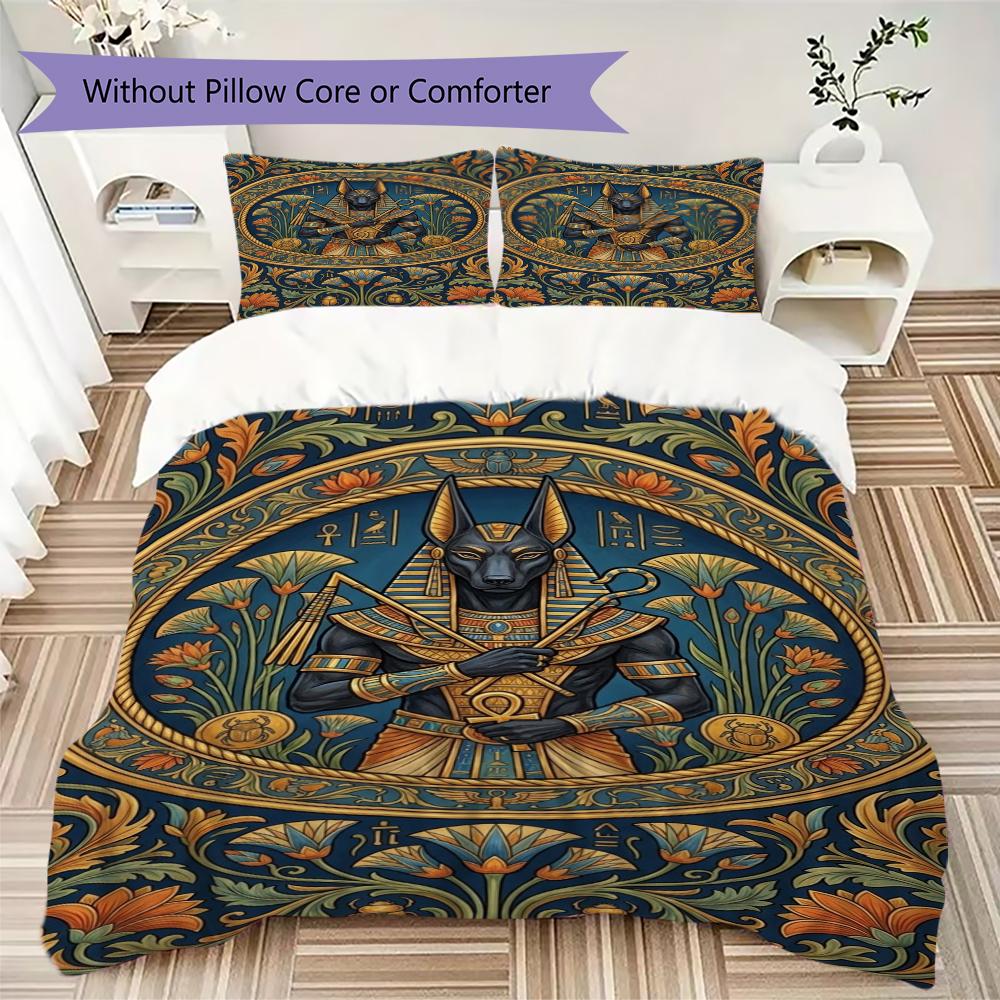 Anubis Pattern Bedding uilt Set uilt Cover Pillowcase Home Decoration Birthday Gift (1 * duvet cover + 2 * pillowcase without core)88