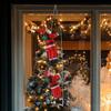 Santa Claus On Ladder Ornament Plush Hanging Decor for Christmas Tree Window Staircase Festive Holiday Decoration with Rope
