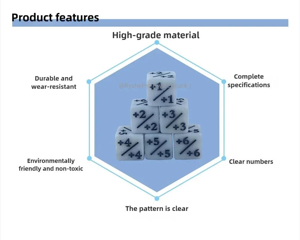 6pcs Counters Token Dice Compatible with Magic The Gathering Dices Cube Loyalty Counter Dice Set for MTG CCG DND PRG Card Gaming