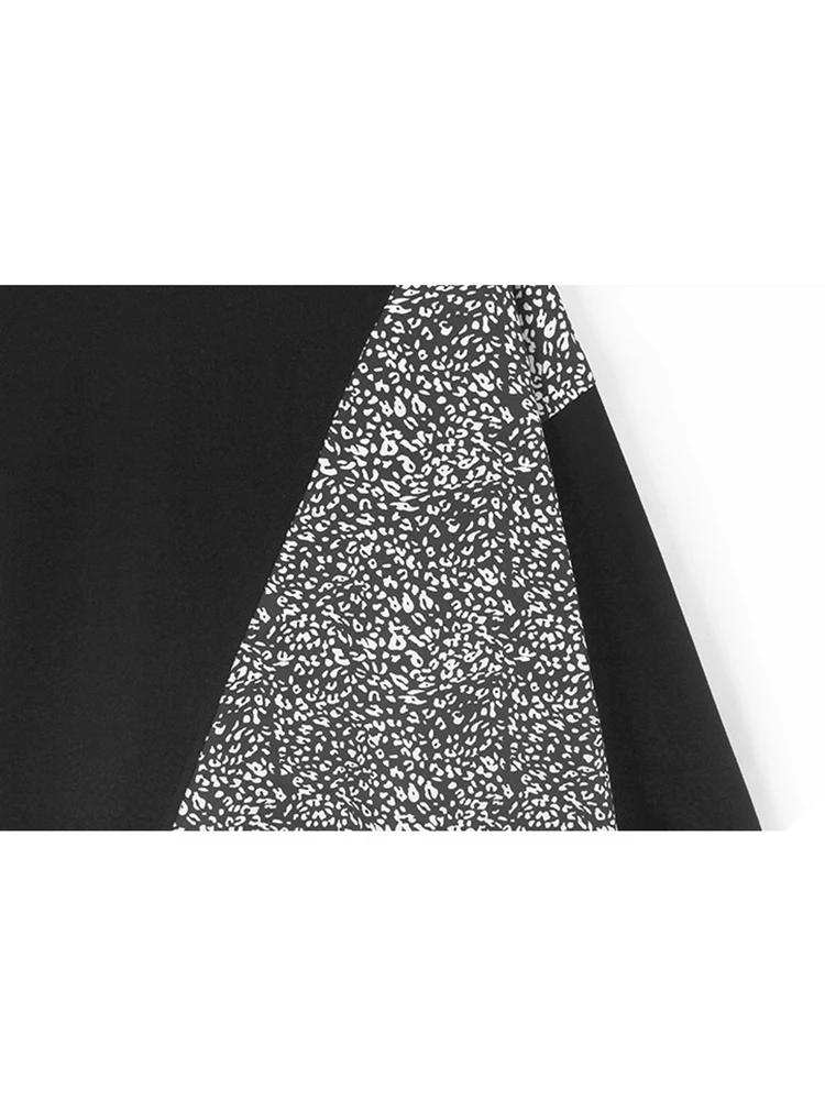 Xitao Леопардовый принт пэчворк асимметричная толстовка ZYY1020