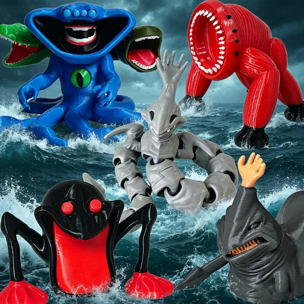 Новая 3D-печатная фигурка Морского Пожирателя Блуп Гран Маха Модель Игрушка Рождественский Подарок Подвижная Фигурка Глубоководного Морского Монстра Блупа