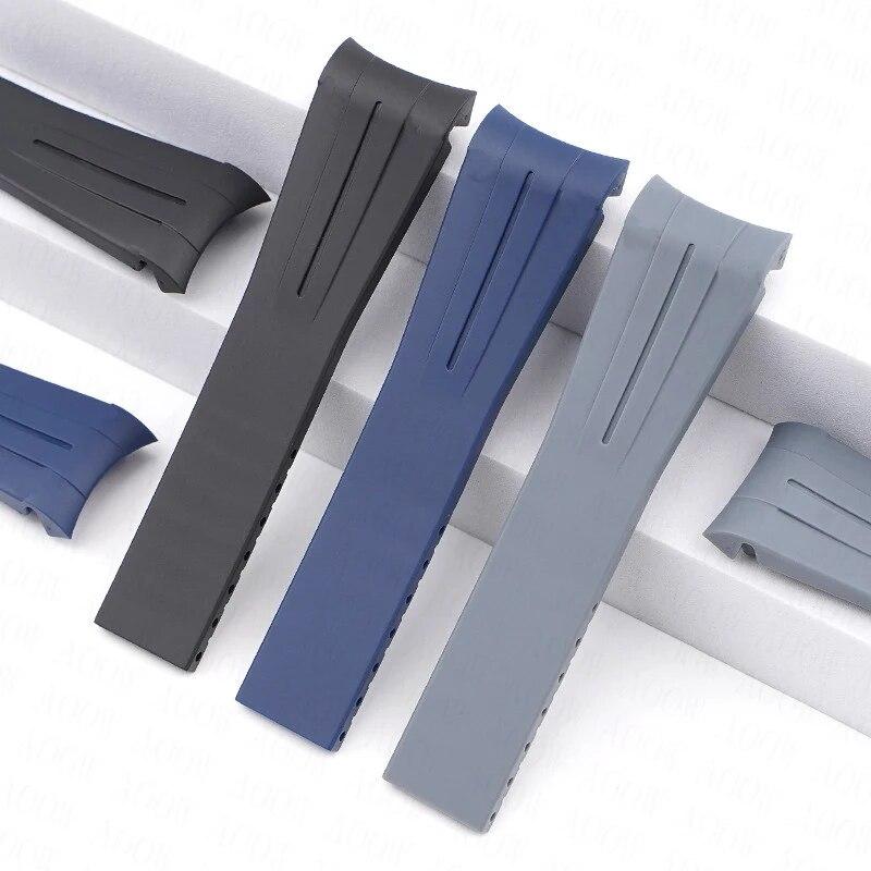 Резиновый ремешок для часов, подходит для Omega x Swatch Moonswatch, 20 мм, складная пряжка из нержавеющей стали для мужчин и женщин, изогнутый сменный ремешок для Rolex