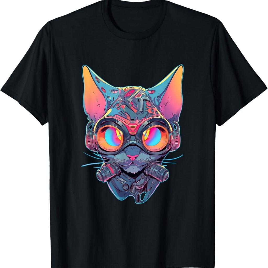 CYBERPUNK CAT ОЧКИ ГАЗОВАЯ МАСКА Футболка