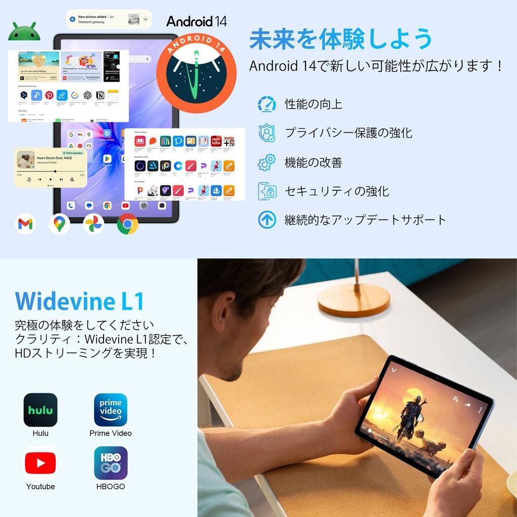 Первый выпуск планшета 10 Blackview Tab60WiFi Android14 Tablet Doke PC Mode 8-ядерный процессор Widevine L1 Совместимость Fast GMS Сертификация WiFi6 Face