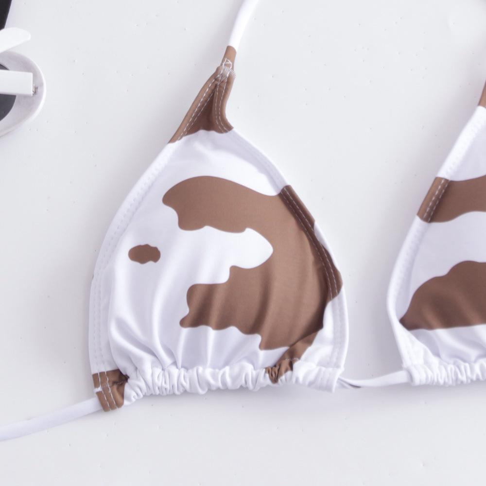 Женский купальник бикини из трех частей с принтом молока - Европейский и американский стиль