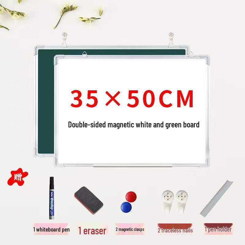 Double-Sided Mobile Easel Whiteboard/Blackboard for Home or Office Use
