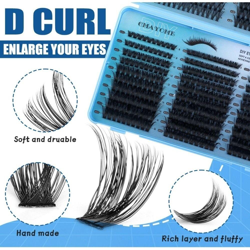 640Pcs 8-16mm Length Fake Eyelash Wispy Style DIY Lash Extension Kit 3D Faux Mink Lash Easy Removal