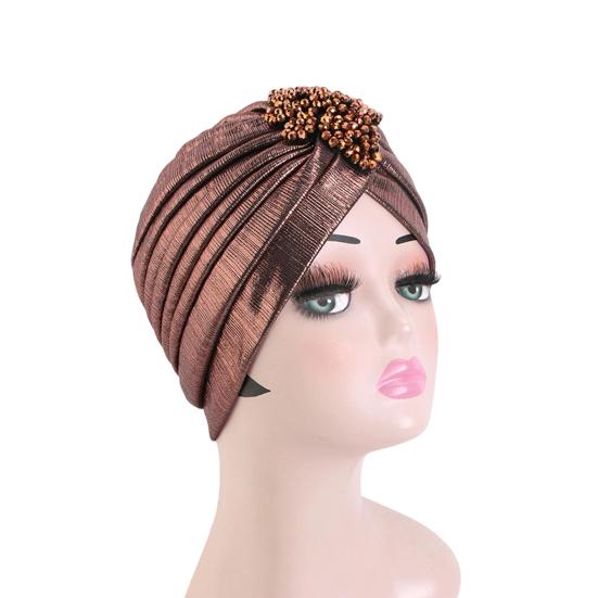 Женская шляпа-цилиндр с ромбовидным декором из стразов, плиссированный тюрбан, шляпа, украшенная золотым покрытием, головной убор с эластичной конструкцией