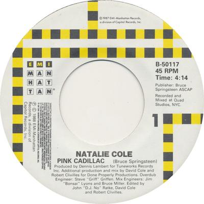 7-дюймовая пластинка NATALIE COLE - Pink Cadillac B50117 EMI-Manhattan R 1988 Канада Танцевальная и электронная музыка Б/у